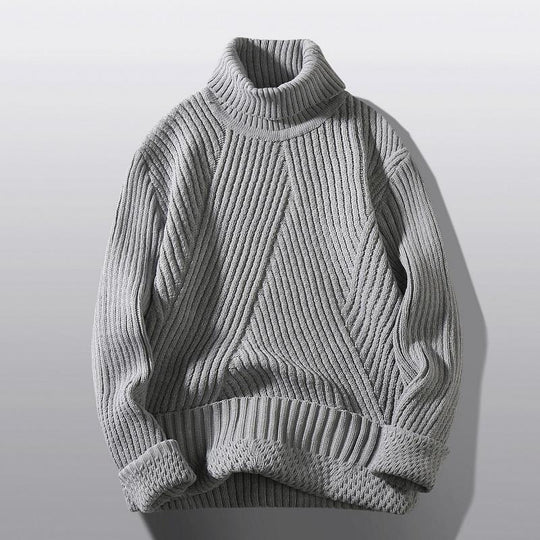 Damen Grobstrick-Rollkragenpullover mit aufwendigem Rippmuster R&B