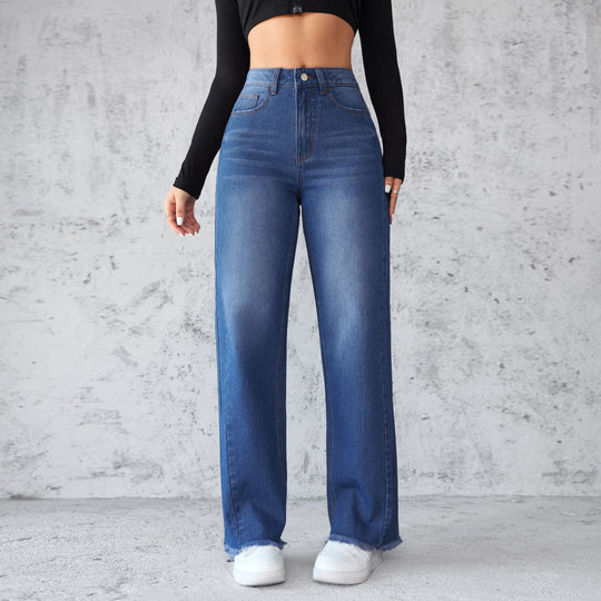 Damen Weite High-Waist Jeans im modernen Vintage-Look R&B