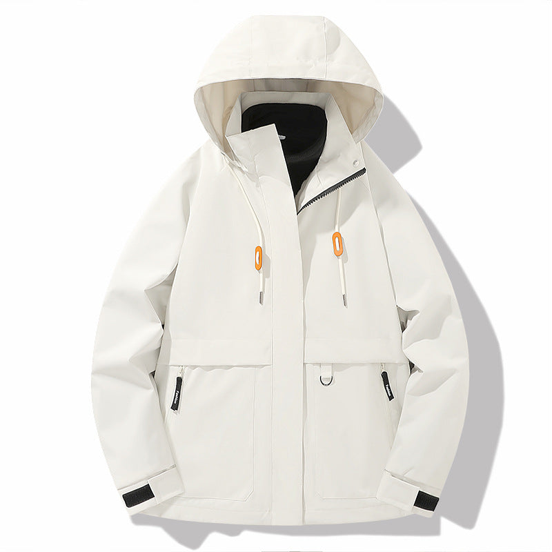 Herren wetterfeste Outdoor-Jacke mit verstellbarer Kapuze und praktischen Taschen R&B