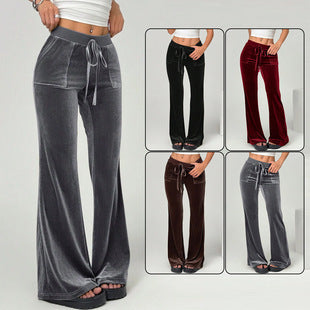 Damen Velours Freizeithose mit elastischem Bund und Taschen R&B