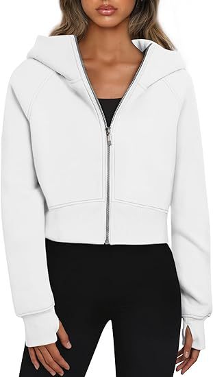 Damen cropped Kapuzenjacke mit durchgehendem Reißverschluss R&B