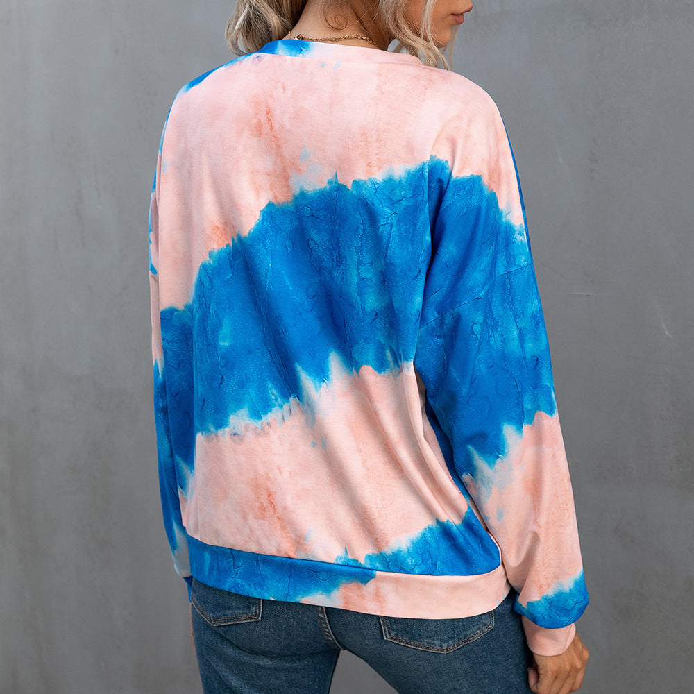Damen lässiges Tie-Dye Langarmshirt R&B