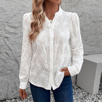 Damen Bluse mit Elegantem Floralem Lochmuster R&B