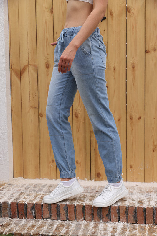Damen lässige Cargo-Hose mit elastischem Bund und praktischen Taschen R&B