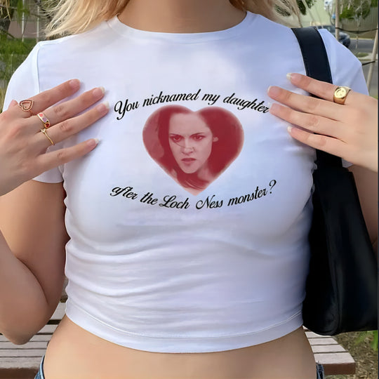 Damen Kurzarm T-Shirt mit aufgedrucktem Lippenmotiv R&B
