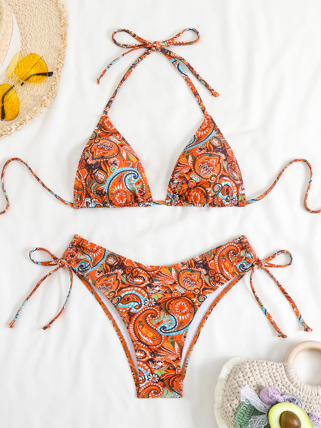 Damen Bikini-Set mit verstellbarem Triangel-Oberteil und hohem Beinausschnitt R&B