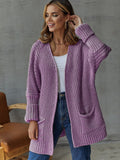 R&B | Strickjacke Gestrickt Übergröße Passform Rippstrick V-Ausschnitt Taschen