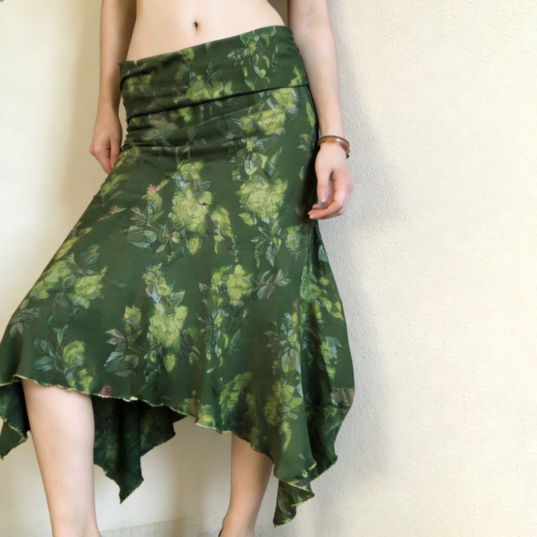 Damen asymmetrischer Wickelrock mit floralem Design und elastischem Bund R&B