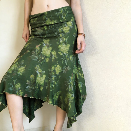 Damen asymmetrischer Wickelrock mit floralem Design und elastischem Bund R&B