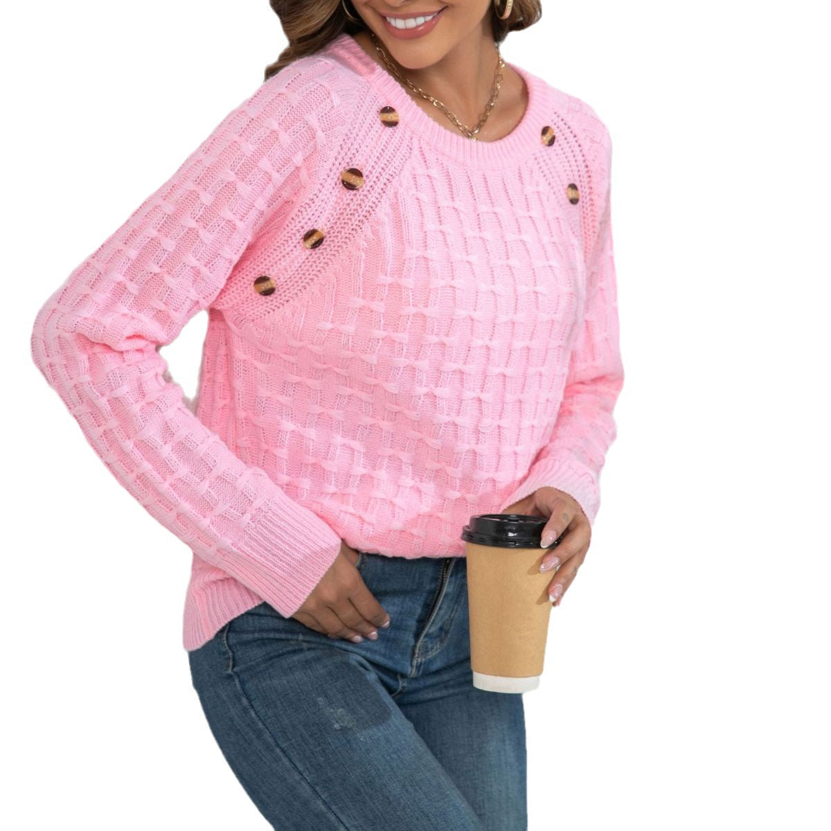 Damen Strickpullover mit strukturiertem Wellenmuster R&B