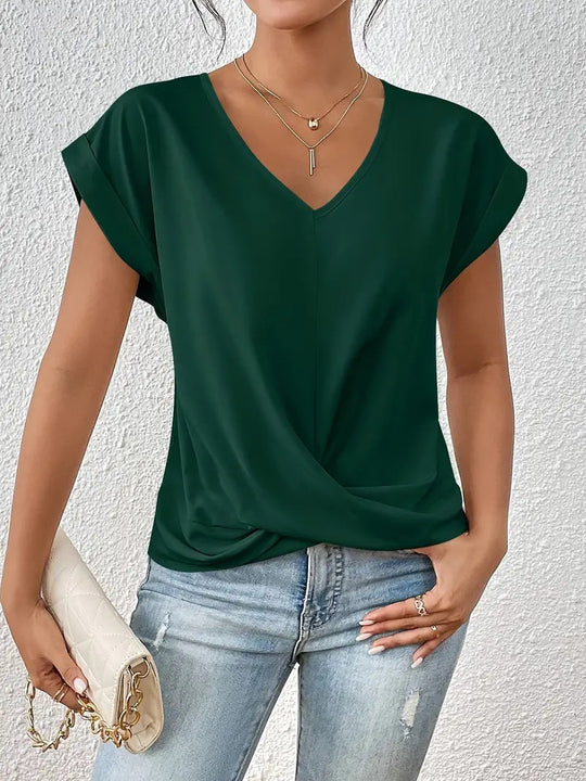 R&B | Einfarbiges T-Shirt mit V-Ausschnitt