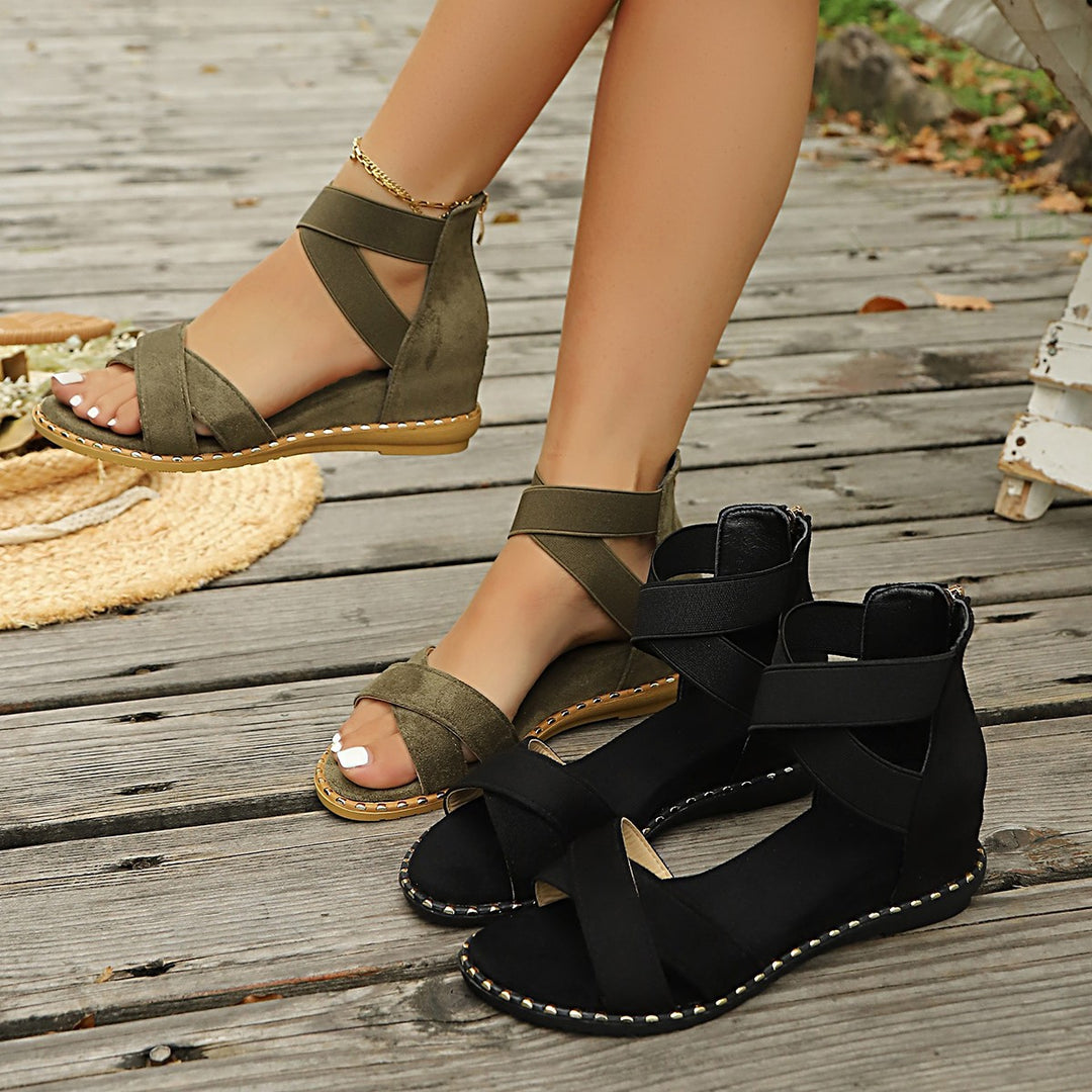 Damen Sandalen mit geflochtenen Riemen und elastischem Fersenbereich R&B