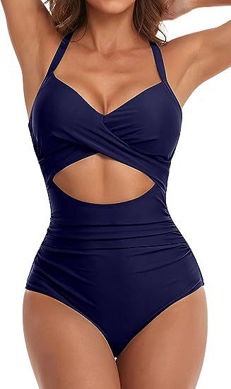 Damen Cut-Out Badeanzug mit Kreuzgurt R&B