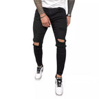 Herren Slim Fit Jeans mit modischen Rissen R&B
