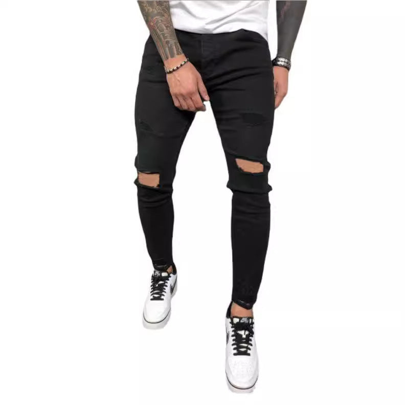 Herren Slim Fit Jeans mit modischen Rissen R&B