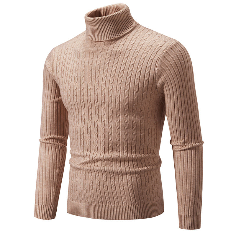 Herren Rollkragenpullover mit strukturiertem Zopfmuster R&B