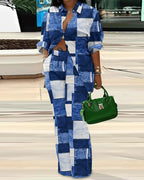 Damen lässiges Oversize-Hemd mit weitem Hosenanzug R&B