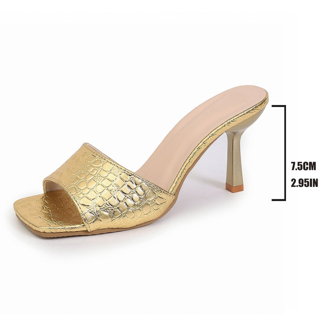 Damen elegantes Sandalen-Pantoletten mit schickem Krokodilprägung R&B