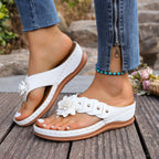 Damen Sandalen mit floralen Applikationen und gepolsterter Sohle R&B