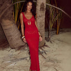 Damen Häkel-Maxi-Kleid mit schmalem Schnitt