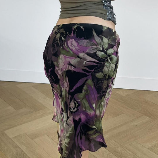 Damen Midi-Rock mit floralem Design und elastischem Bund R&B