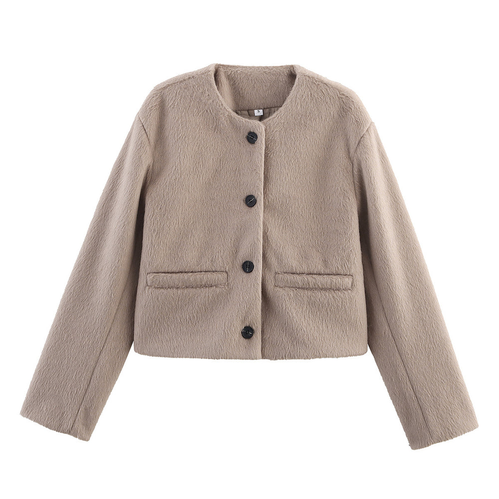 Damen kuschelige, klassische Kurzjacke R&B