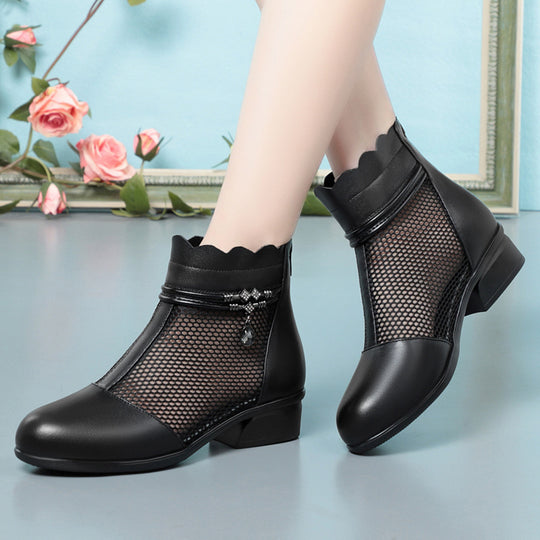Damen Exklusive Ankle Boots mit dekorativem Netzdesign und elegantem Schmuckdetail R&B