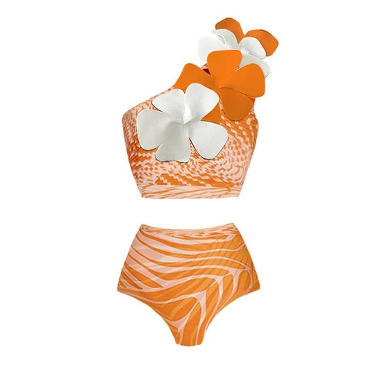 Damen Bikiniset mit asymmetrischem Oberteil und fließendem Maxirock R&B