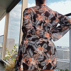 Damen Hochgeschnittener Bikini mit floralem Kimono R&B