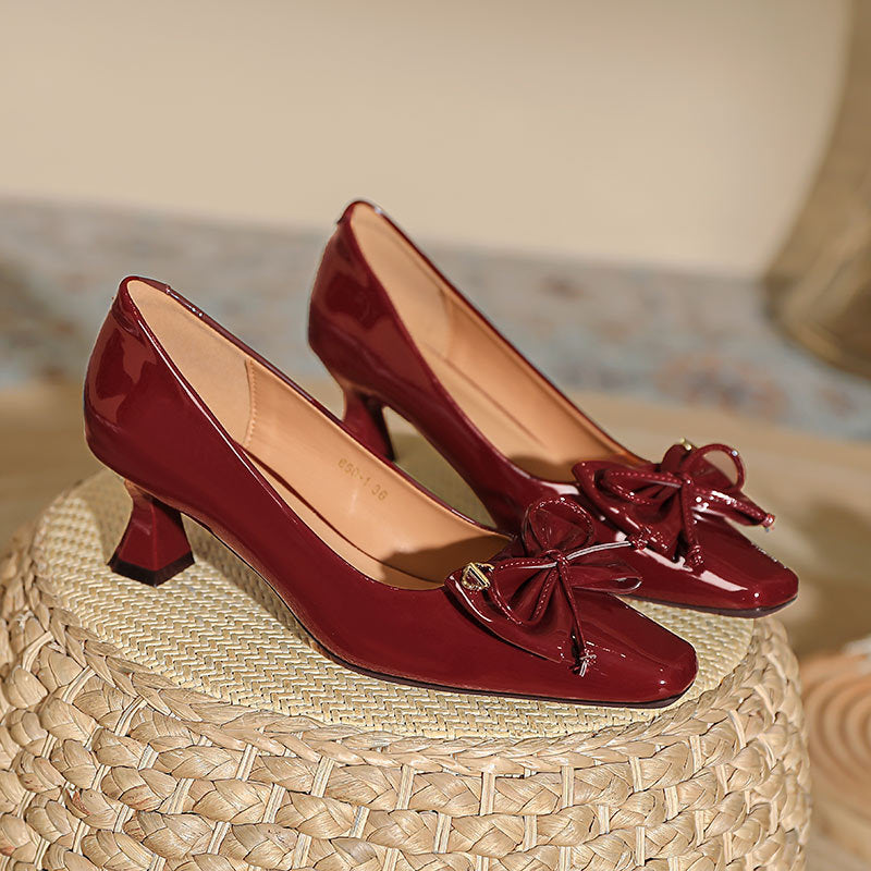 Damen elegante Pumps mit geschmackvollem Schleifenakzent
