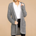Damen kuschelige Strickjacke mit offener Front und Kapuze R&B