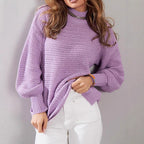 Damen modischer Strickpullover mit strukturiertem Muster und weitem Schnitt R&B