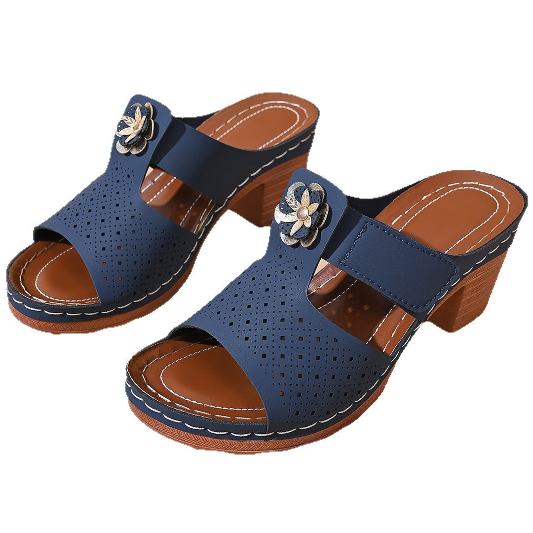 Damen Hochwertige Clogs mit perforiertem Design und modischem Blumenschmuck R&B