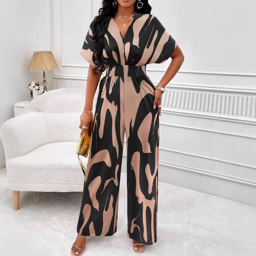 Damen Jumpsuit mit weiten Ärmeln und elegantem Gürtel R&B