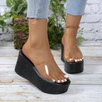 Damen Plateau-Sandalen mit transparentem Obermaterial und rutschfester Sohle