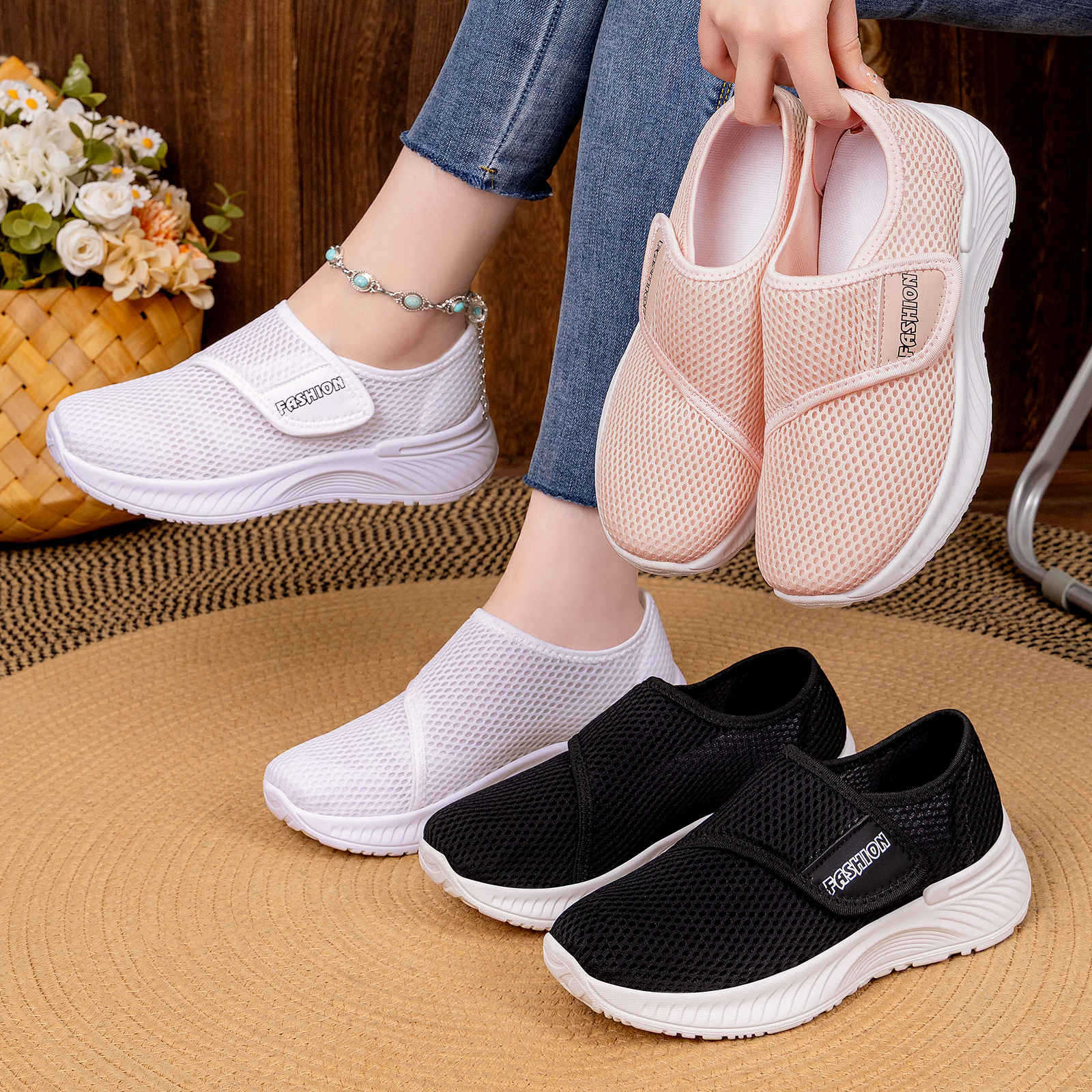 Damen Sportliche Freizeitschuhe mit innovativem Klettverschluss R&B