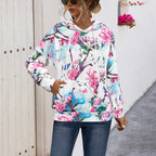 Damen Kapuzenpullover mit blühendem Blumenmuster und gemütlichem Schnitt R&B