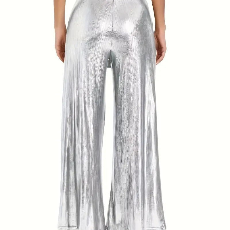 Damen elegante Plisseehose mit hochglänzendem Finish R&B