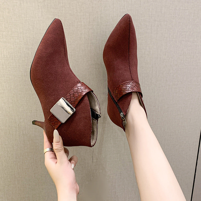 Damen Ankle-Boots mit modischem Riemen und elegantem Blockabsatz R&B