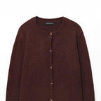 Damen kuschelige Strickjacke mit klassischen Knöpfen und Rundhalsausschnitt R&B