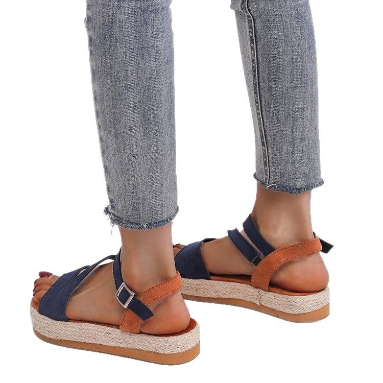 Damen Plateau-Sandalen mit offener Zehenpartie und modischem Riemendesign R&B