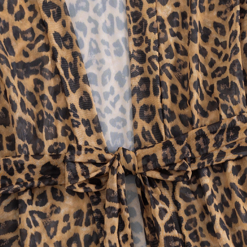 Damen luftiger Strandüberwurf mit trendy Leopardenprint R&B