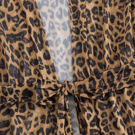 Damen luftiger Strandüberwurf mit trendy Leopardenprint R&B