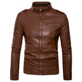 Herren Kunstleder Übergangsjacke mit Stehkragen und modischen Details