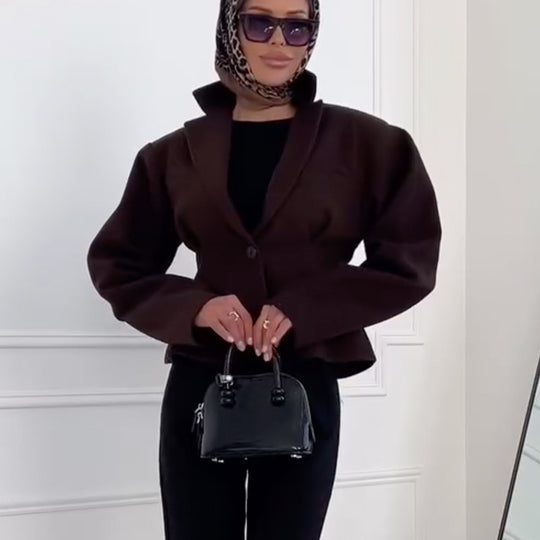 Damen strukturierter Blazer mit aufwendigen Schulterpolstern R&B