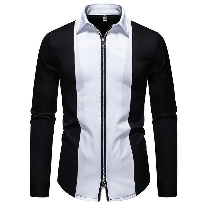 Herren Sportliches Langarmshirt mit modernem Reißverschluss und kontrastierenden Farben R&B