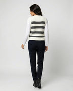 Strickjacke Damen ärmellos mit Knopfleiste und Streifen