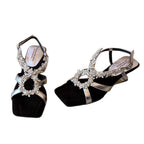 Damen elegante Slippers mit funkelndem Kristall-Detail R&B