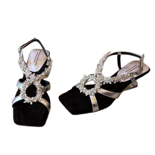 Damen elegante Slippers mit funkelndem Kristall-Detail R&B