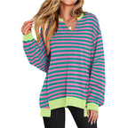 Damen Lässiger pullover mit V-Ausschnitt und überschnittenen Ärmeln R&B